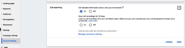 Google ads enable call tracking